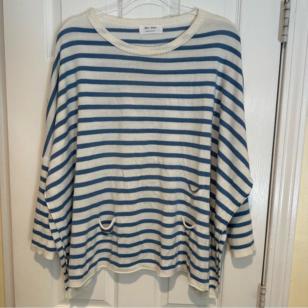 Mersea Catalina Traveler Sweater Blue White Os